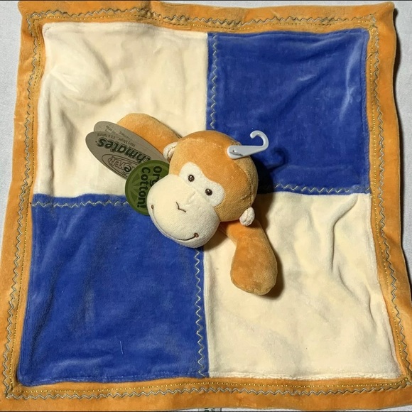 Monkey Lovey Baby Security Blanket Organic 15”x15” - Picture 4 of 12